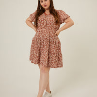 Curve Tiered Ditsy Print Dress Plus Size Dresses -2020AVE