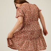 Curve Tiered Ditsy Print Dress Plus Size Dresses -2020AVE