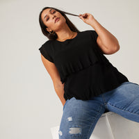 Curve Tiered Knit Top Plus Size Tops -2020AVE