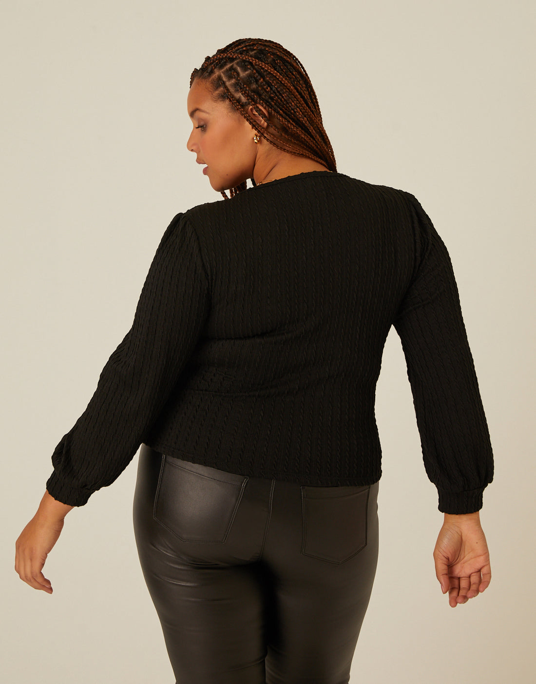 Curve Twist Knit Long Sleeve Top Plus Size Tops -2020AVE