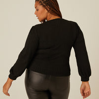 Curve Twist Knit Long Sleeve Top Plus Size Tops -2020AVE