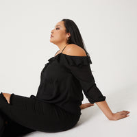 Curve Ruffled Off-The-Shoulder Top Plus Size Tops -2020AVE