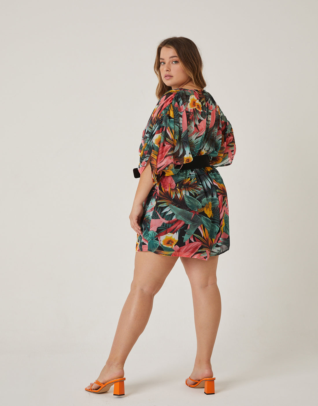 Curve Vibrant Tropical Printed Romper Plus Size Rompers + Jumpsuits -2020AVE