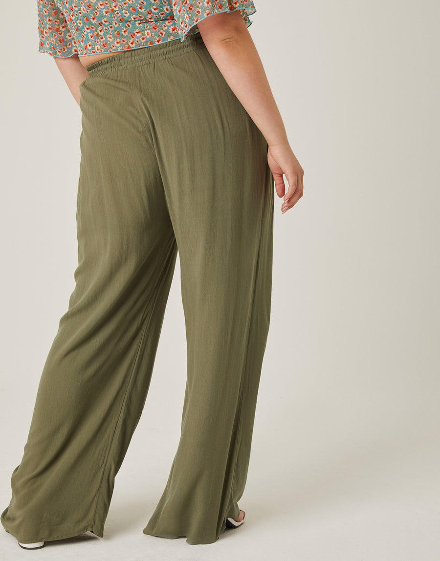 Curve Woven Summer Pants Plus Size Bottoms -2020AVE