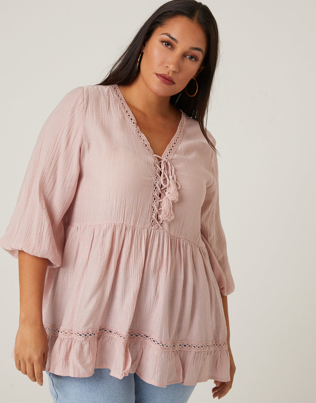 Curve Woven Tiered Top Plus Size Tops -2020AVE