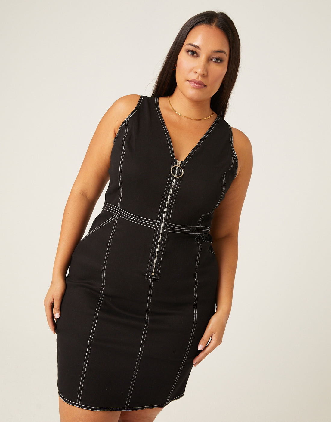 Plus Size Zip Front Seams Dress 2020AVE Plus Size Zip Front Seams Dress 2020AVE