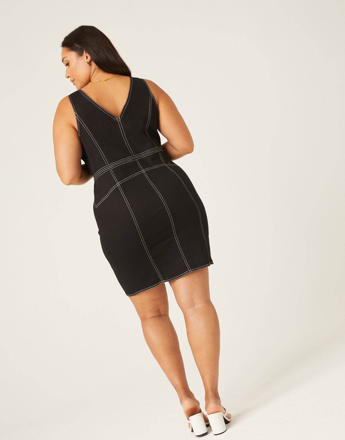 Curve Zip Front Seams Dress Plus Size Dresses -2020AVE