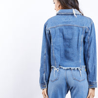 Cut To The Chase Cropped Denim Jacket Outerwear -2020AVE