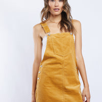Sweet Corduroy Overall Mini Dress Dresses Mustard Small -2020AVE