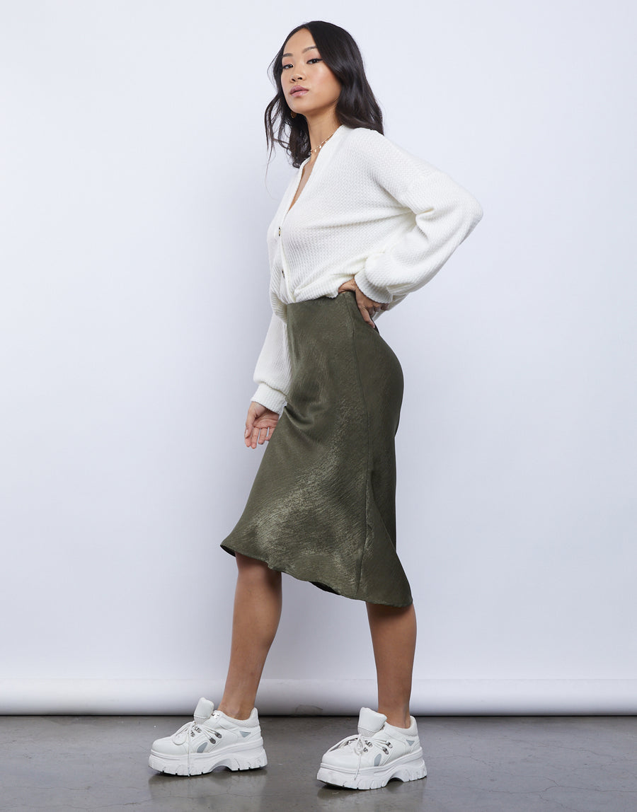 Daphne Satin Midi Skirt Bottoms -2020AVE