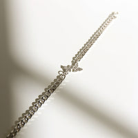 Double Butterfly Rhinestone Anklet Jewelry Silver One Size -2020AVE