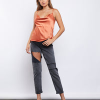 Downtown Silky Cowl Neck Cami Tops -2020AVE