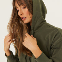 Cropped Active Hoodie Tops Olive Small -2020AVE