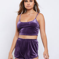 Dream Girl Velvet Matching Set Matching Sets Purple Small -2020AVE