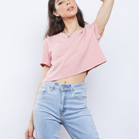 Effortless Crop Tee Tops Blush Small -2020AVE