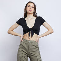 Ellery Tie Front Top Tops Black Small -2020AVE