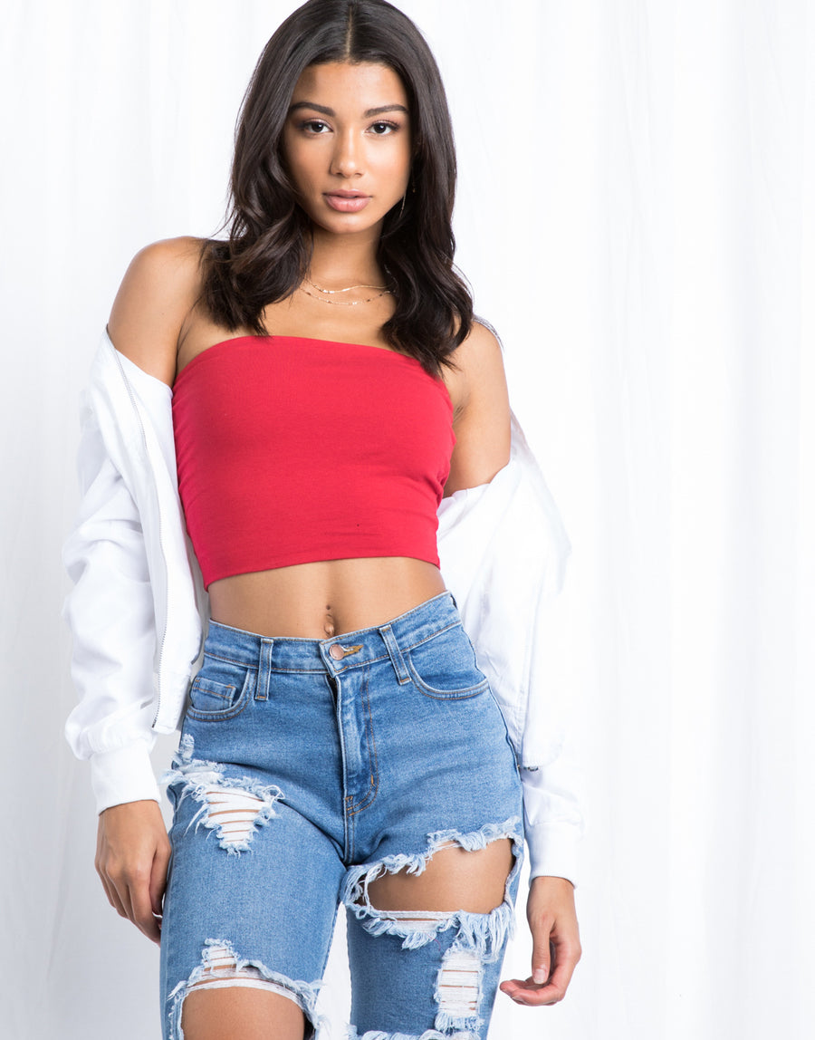 Everyday Basic Tube Top Tops Red Small -2020AVE