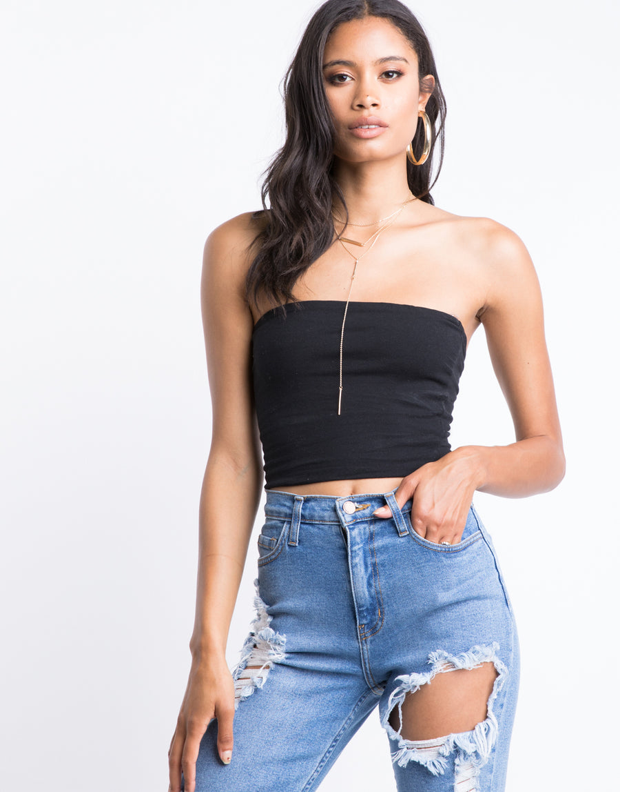 Everyday Basic Tube Top Tops Black Small -2020AVE