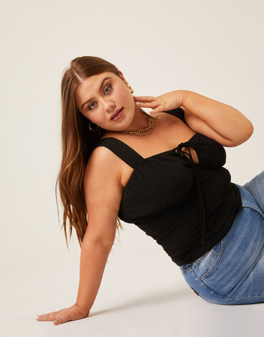 Curve Ruched Bust Tank Plus Size Tops -2020AVE