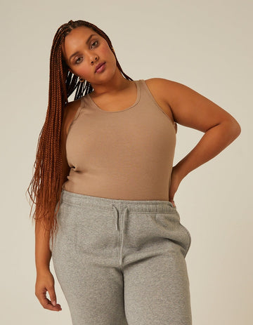 Curve Carly Ribbed Knit Tank Plus Size Tops -2020AVE