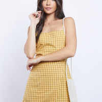 Falling For You Plaid Romper Rompers + Jumpsuits Mustard Small -2020AVE