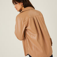Faux Leather Button Up Jacket Outerwear -2020AVE
