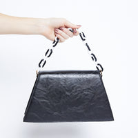 Faux Leather Trapezoid Bag Accessories Black One Size -2020AVE