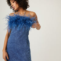 Feather Denim Mini Dress Dresses -2020AVE