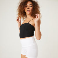 High Waisted Mini Lounge Shorts Bottoms White Small -2020AVE