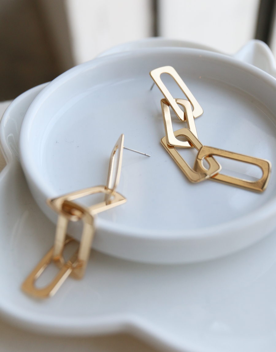 Flat Chain Earrings Jewelry Gold One Size -2020AVE