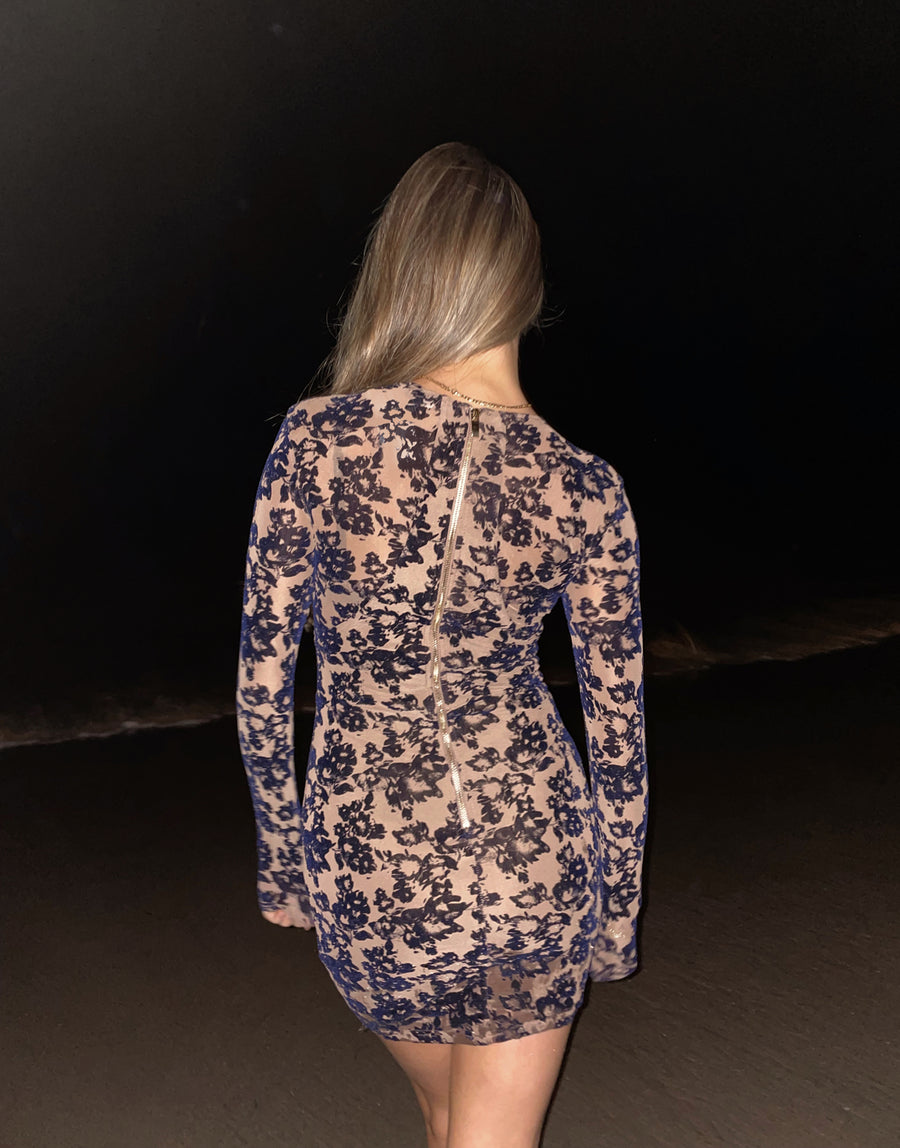 Floral Flocked Bodycon Dress Dresses -2020AVE