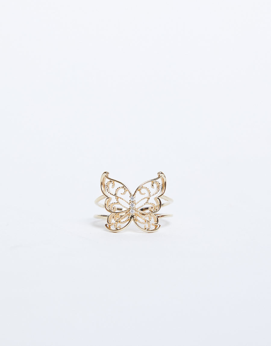 Flutter Away Butterfly Ring Jewelry Gold One Size -2020AVE