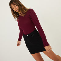 Mock Neck Long Sleeve Top Tops -2020AVE