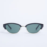 Half Frame Cat Eye Sunglasses Accessories Black/Green One Size -2020AVE