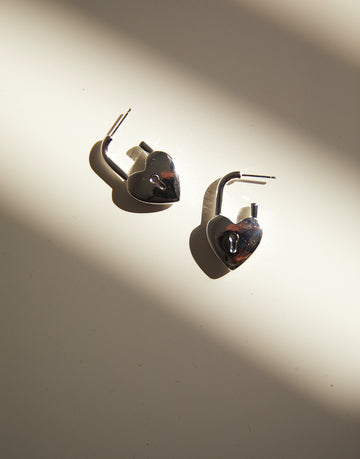 Heart Padlock Earrings Jewelry Silver One Size -2020AVE