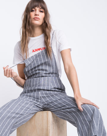 Pinstripe Backless Jumpsuit Rompers + Jumpsuits -2020AVE