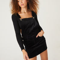 Corduroy Overall Dress With Pockets Dresses Black Small -2020AVE