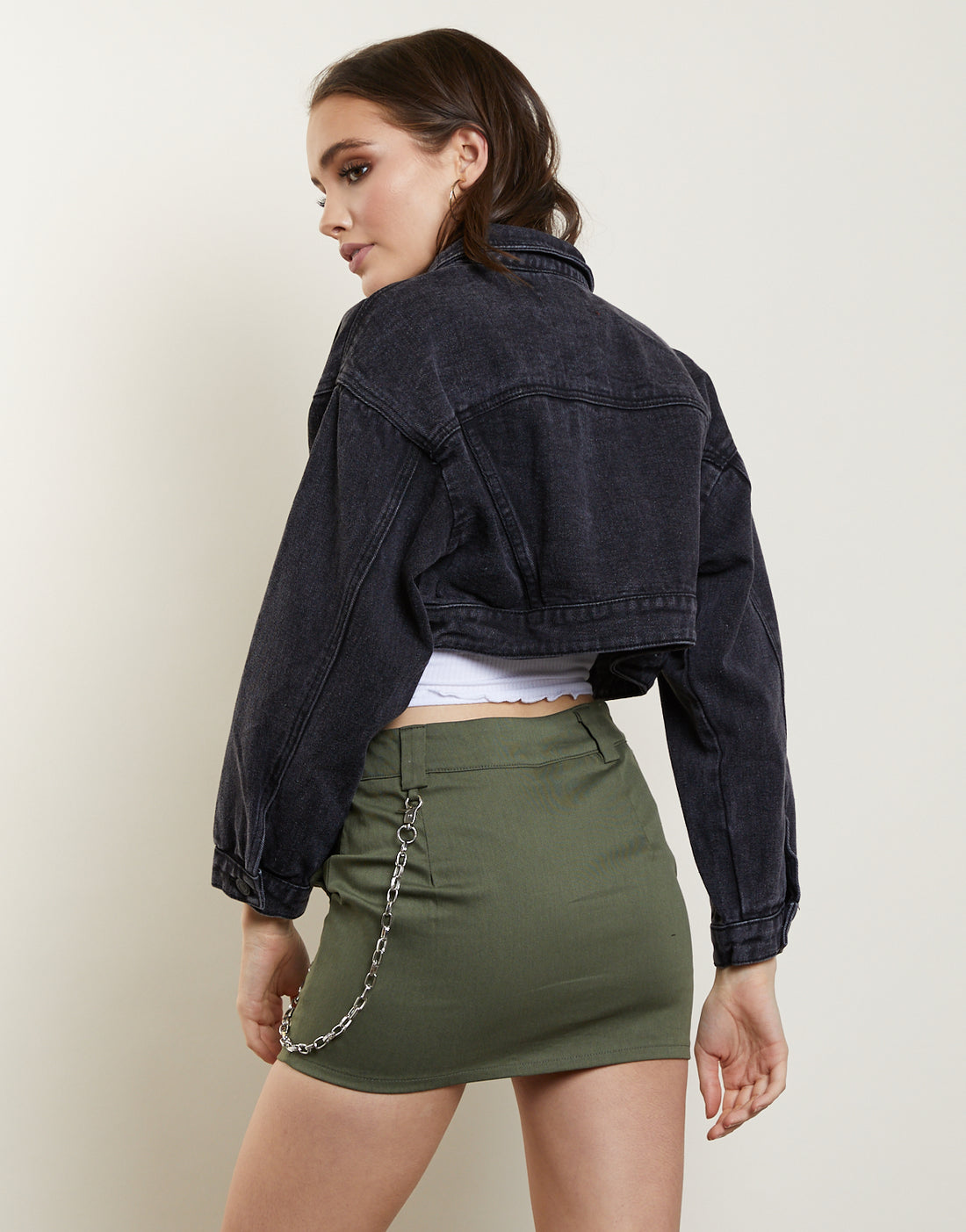 It's Midnight Cropped Denim Jacket Outerwear -2020AVE