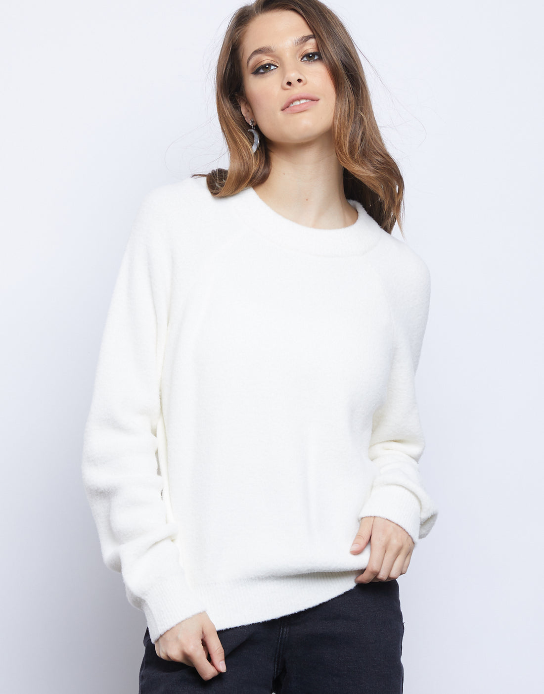 Jade Fuzzy Sweater Tops Ivory S/M -2020AVE