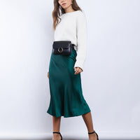 Jewel Silky Midi Skirt Bottoms Emerald Small -2020AVE