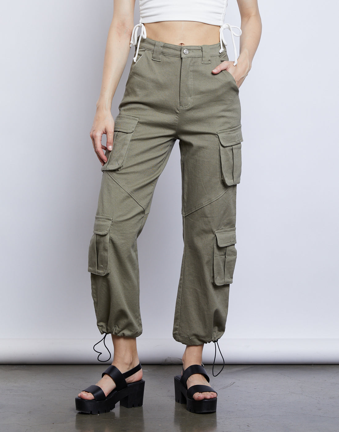 Kacey Cargo Pants - Women's Baggy Pants - Olive Cargo Pants – 2020AVE