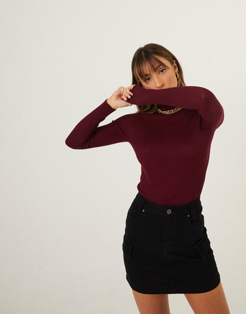 Keep It Sweet Ribbed Turtleneck Tops -2020AVE
