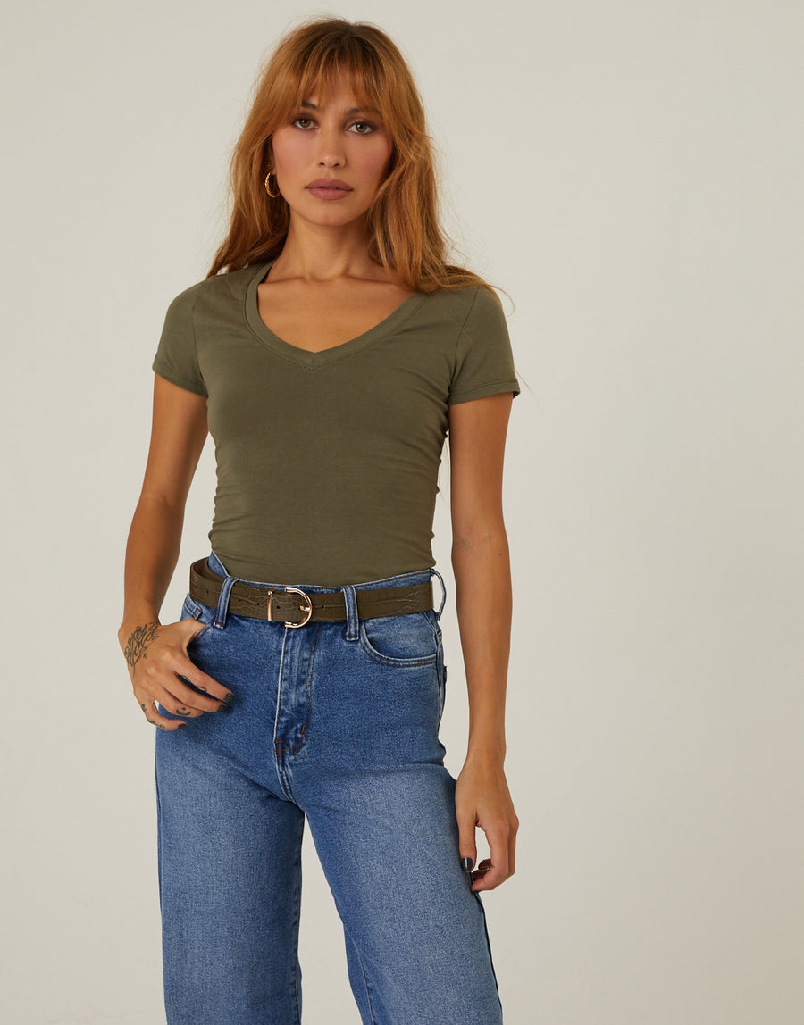 Kelly Tee Bodysuit Tops Olive Small -2020AVE