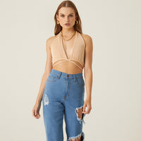 Knit Wrap Halter Top Tops -2020AVE