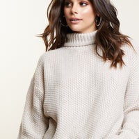 Kristen Turtleneck Sweater Tops Oatmeal Small -2020AVE