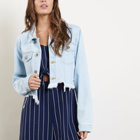 Last Chance Cropped Denim Jacket Outerwear Light Blue Small -2020AVE