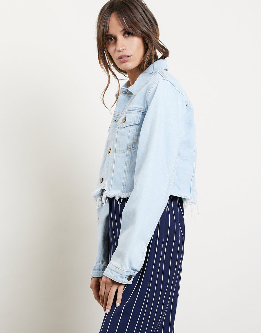 Last Chance Cropped Denim Jacket Outerwear -2020AVE
