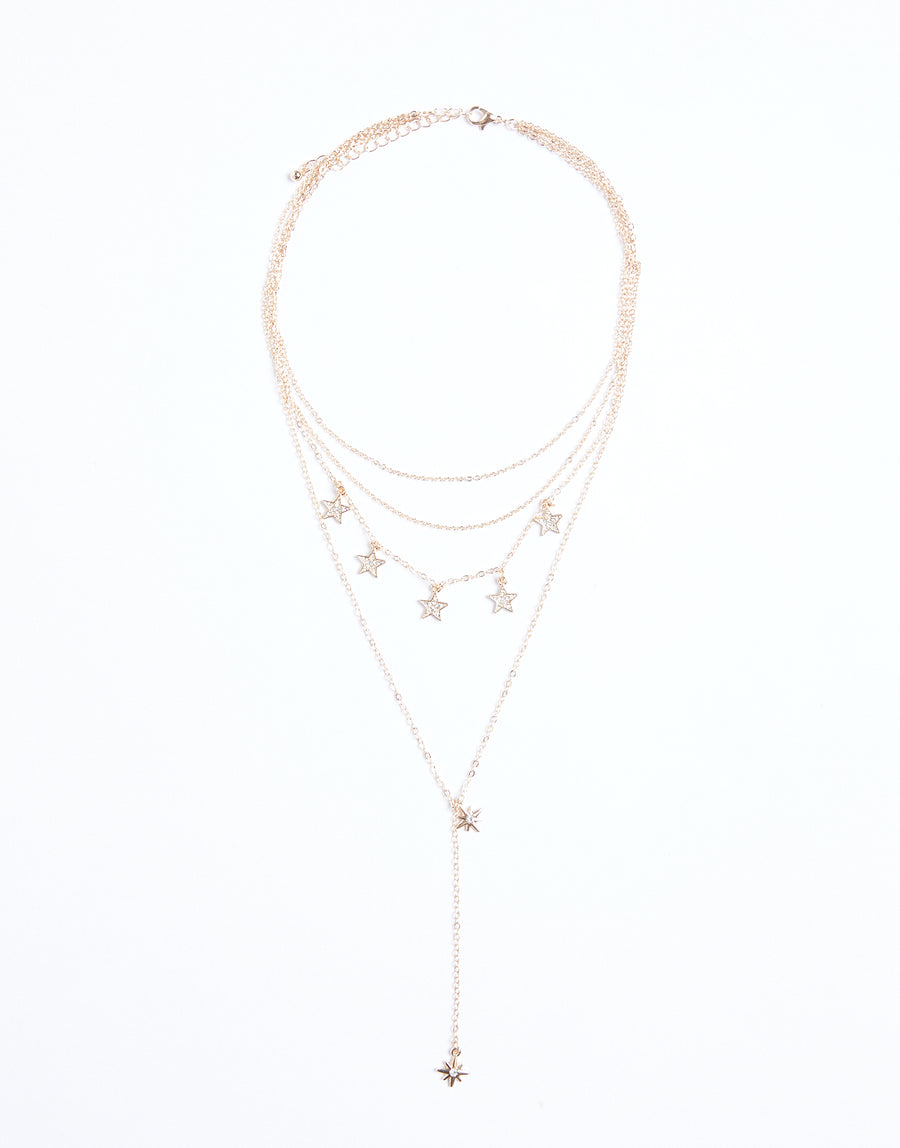 Layered Stars Necklace Jewelry Gold One Size -2020AVE