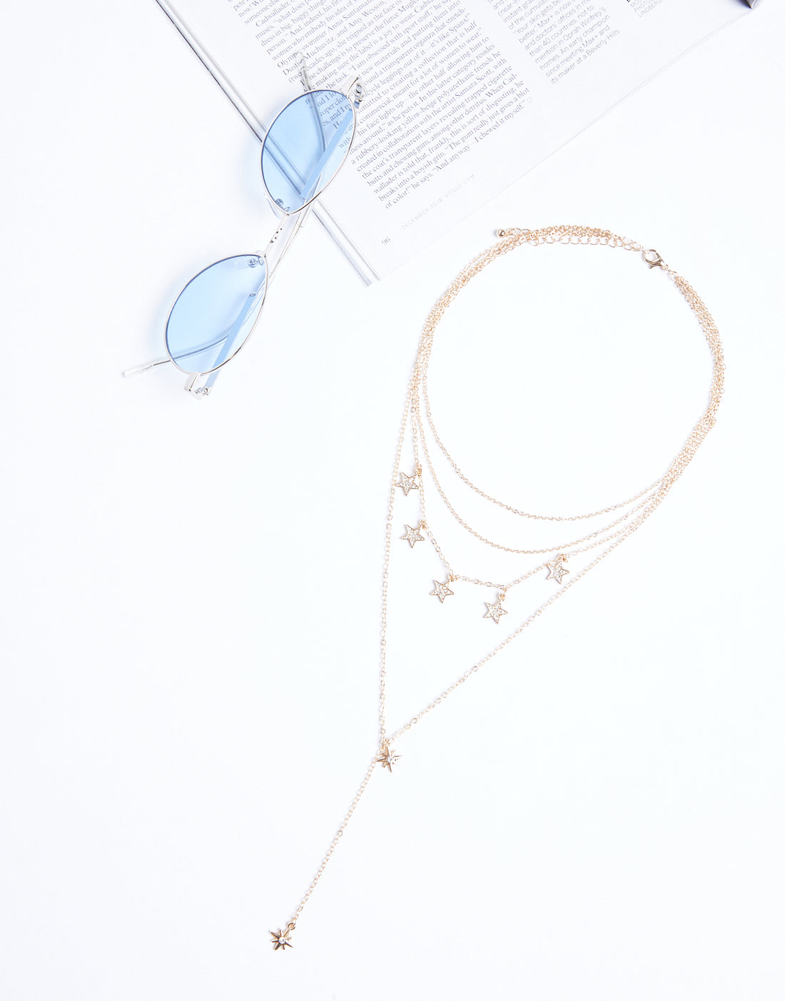 Layered Stars Necklace Jewelry Gold One Size -2020AVE