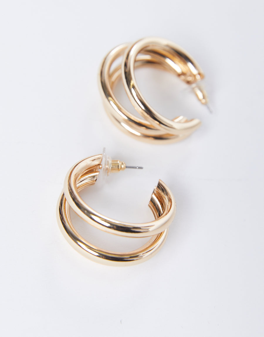 Layers On Layers Hoop Earrings Jewelry Gold One Size -2020AVE